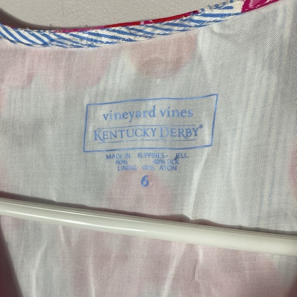 Vineyard Vines Kentucky Derby Seersucker Pink and White Floral Midi Dress size 6 - Picture 3 of 16
